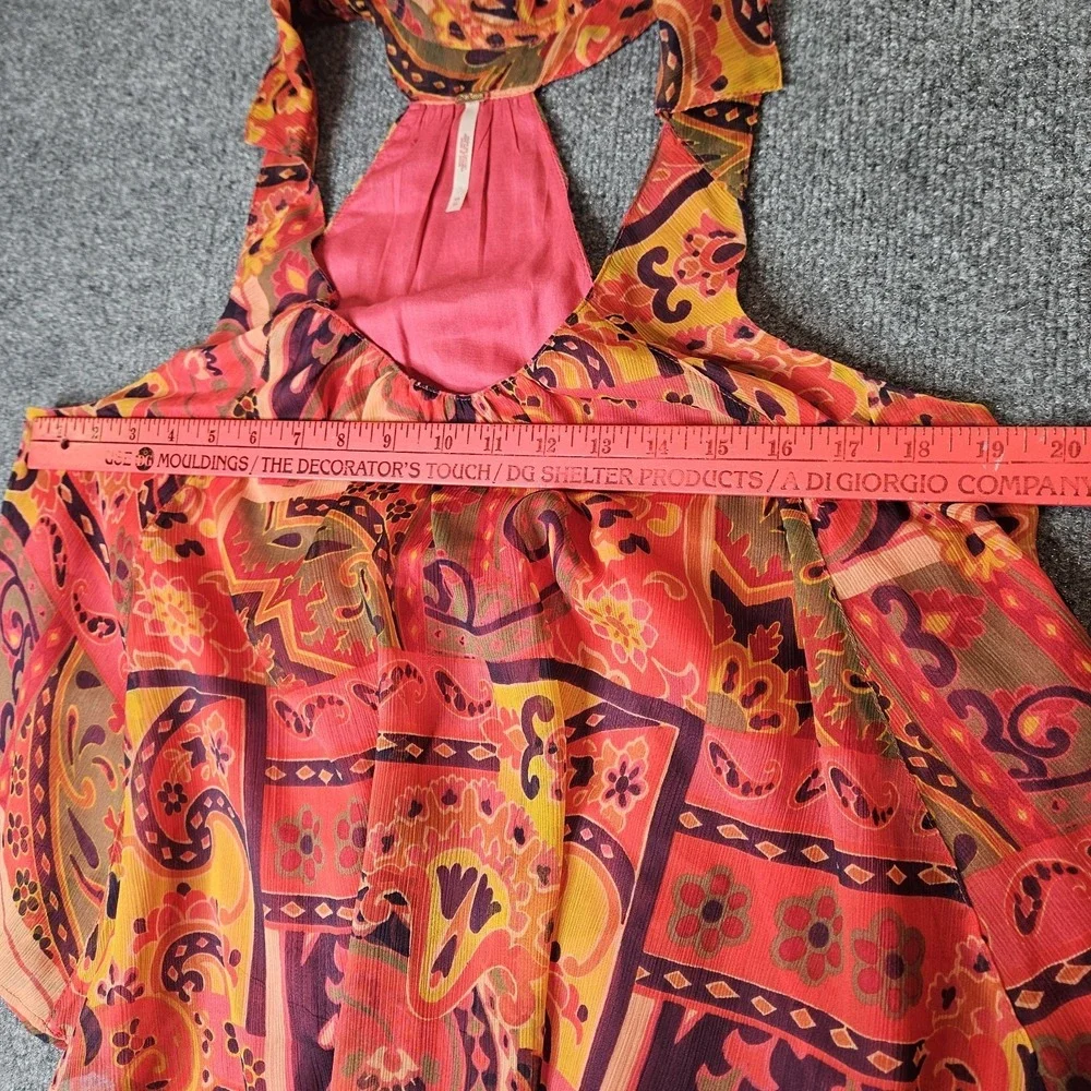 Free People Strawberry Racerback Tank Top Flowy Chiffon Size‎ XS Sheer Boho